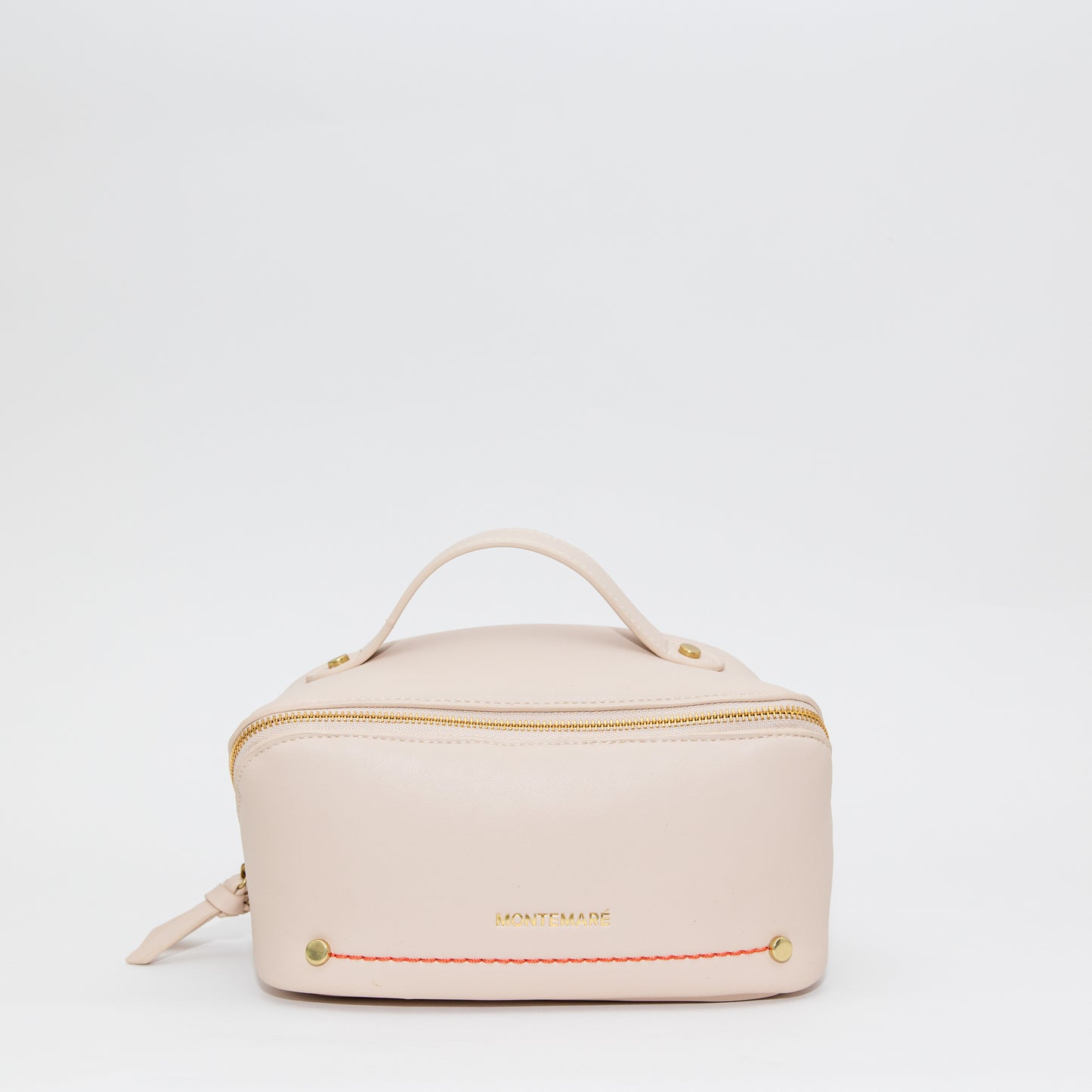 White travel case with handle on a white background