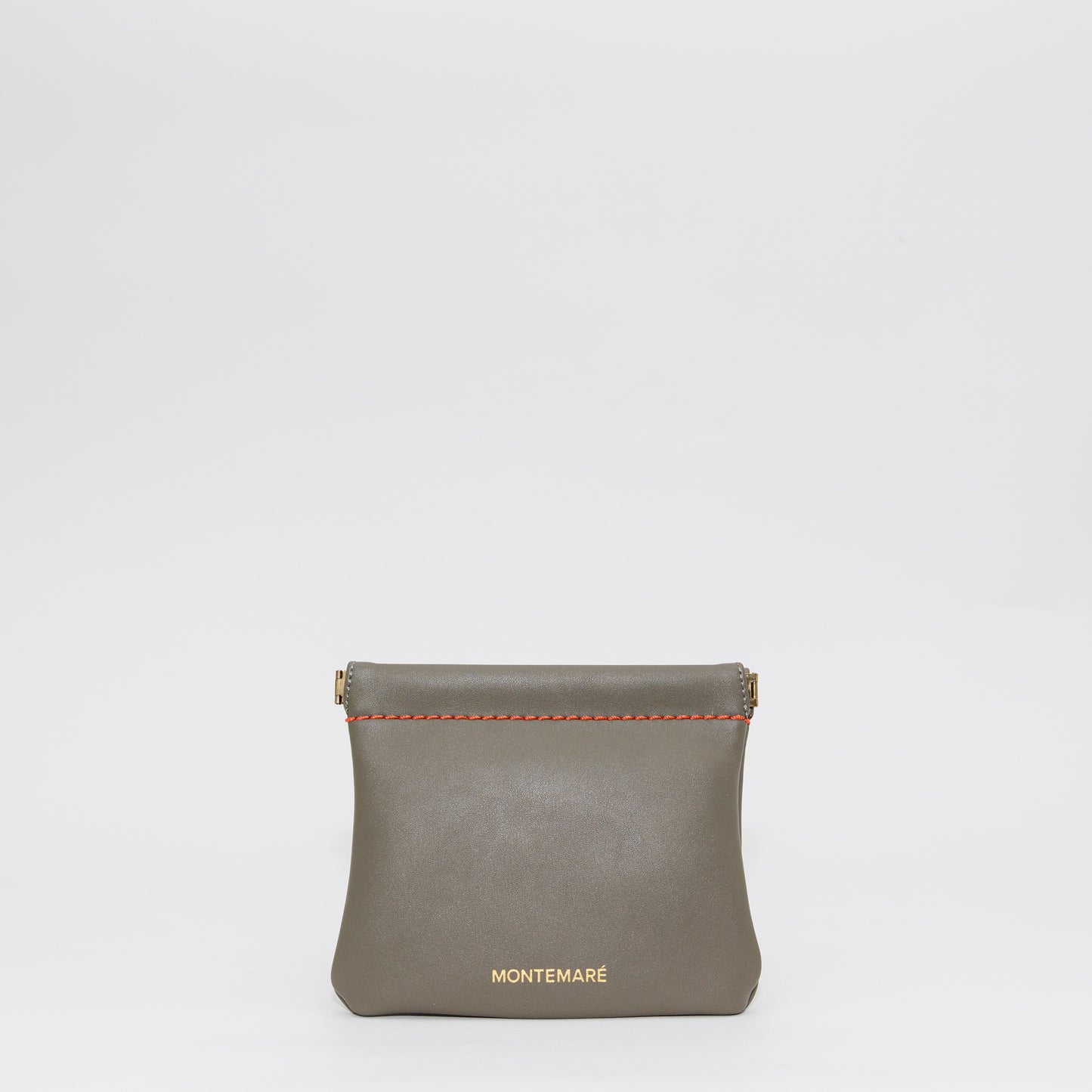 Small olive pouch with 'Montemare' branding on a white background