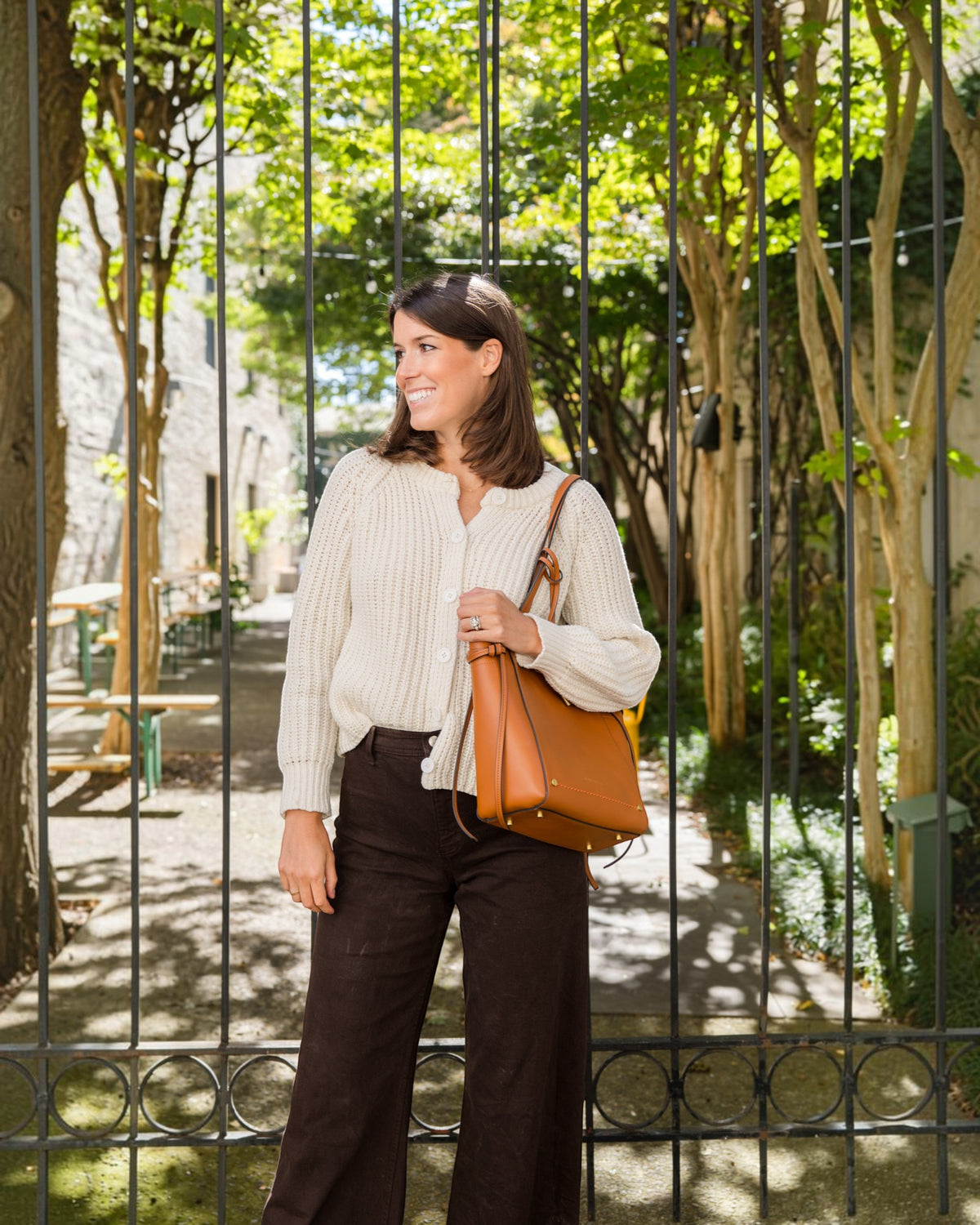 Montemare Tote on Chic Professional Girl in Outside Park