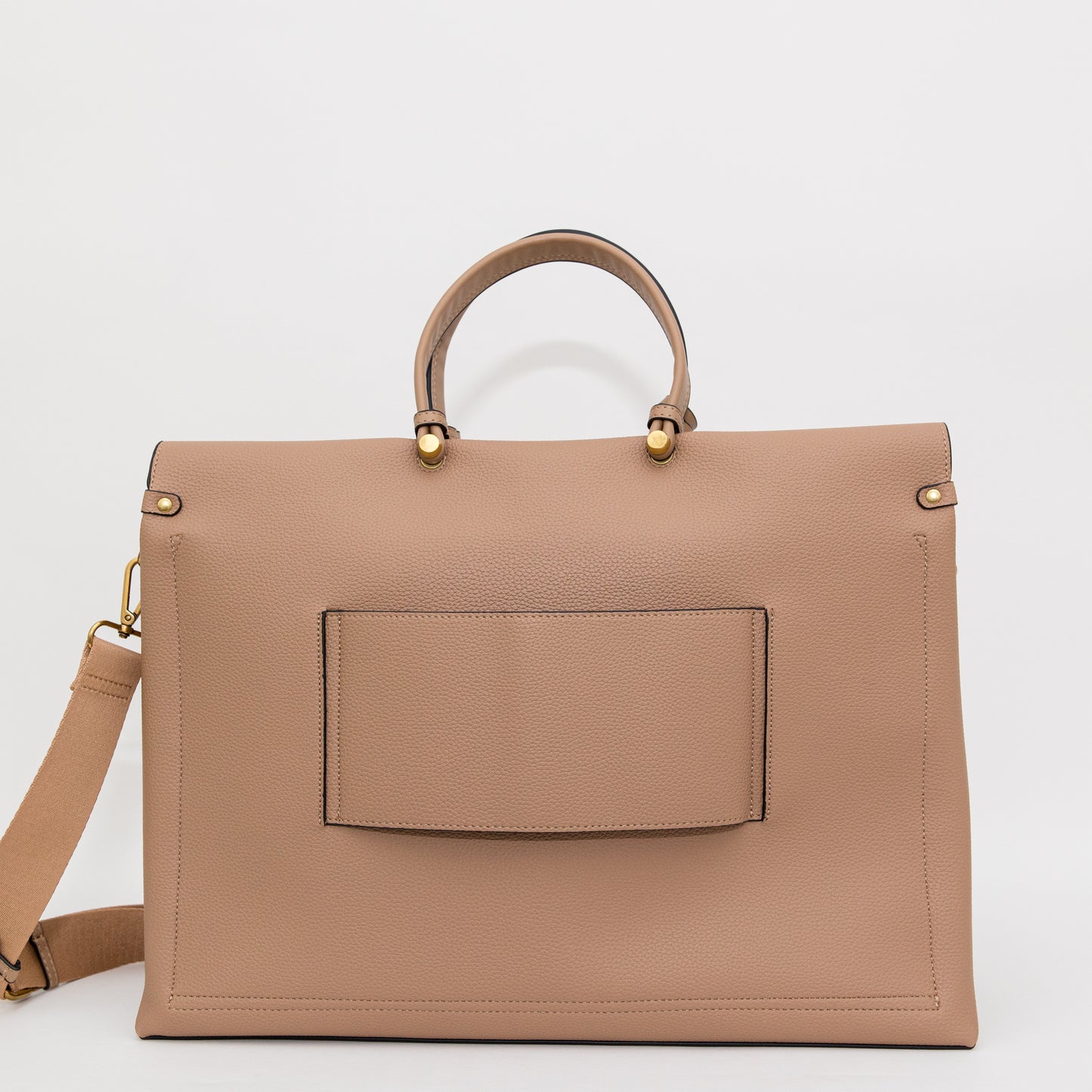 Beige handbag with a strap on a white background