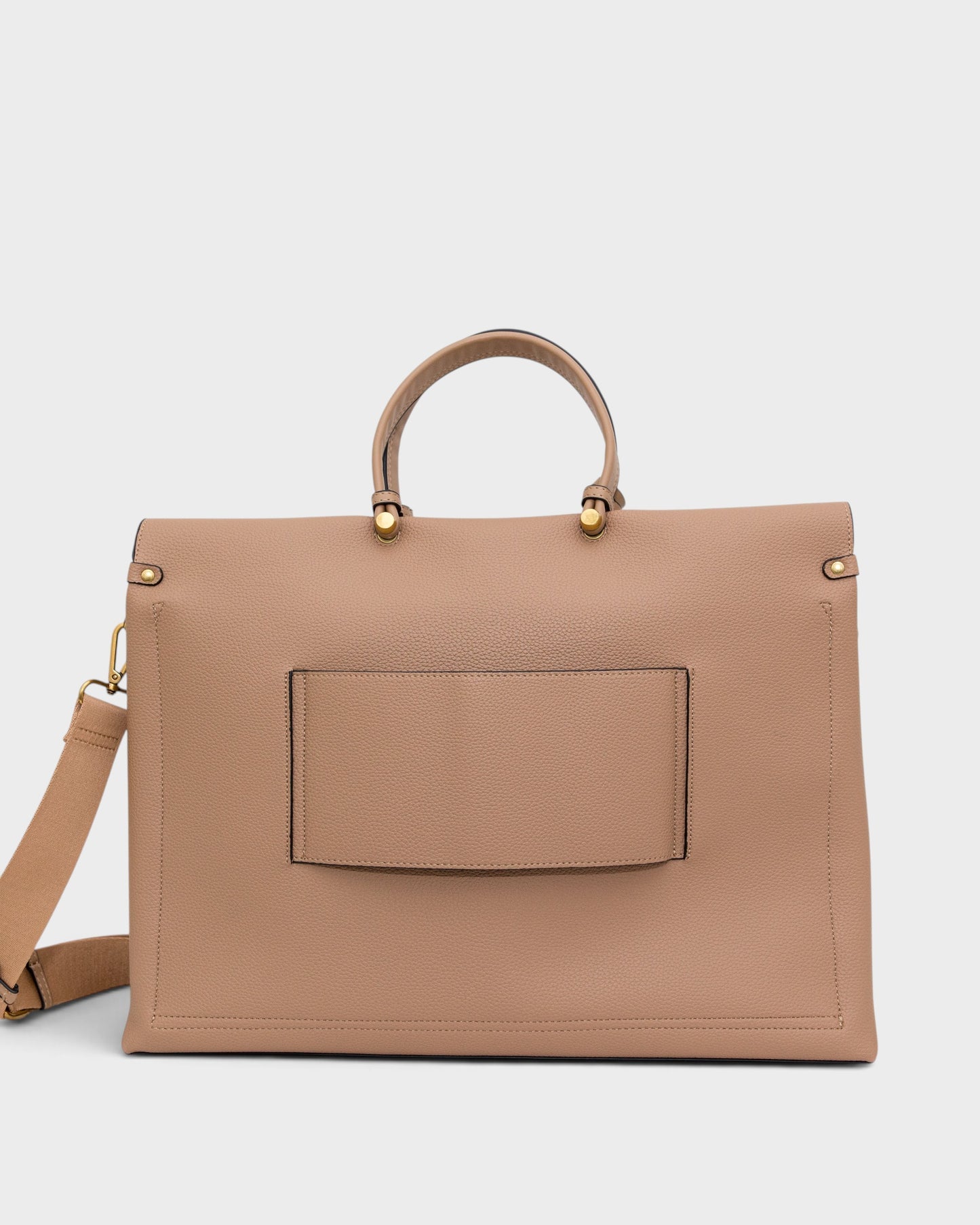 Beige handbag with a strap on a white background