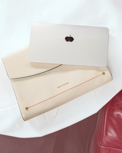Montemare Vienna Laptop Case in Ivory on top of a white background