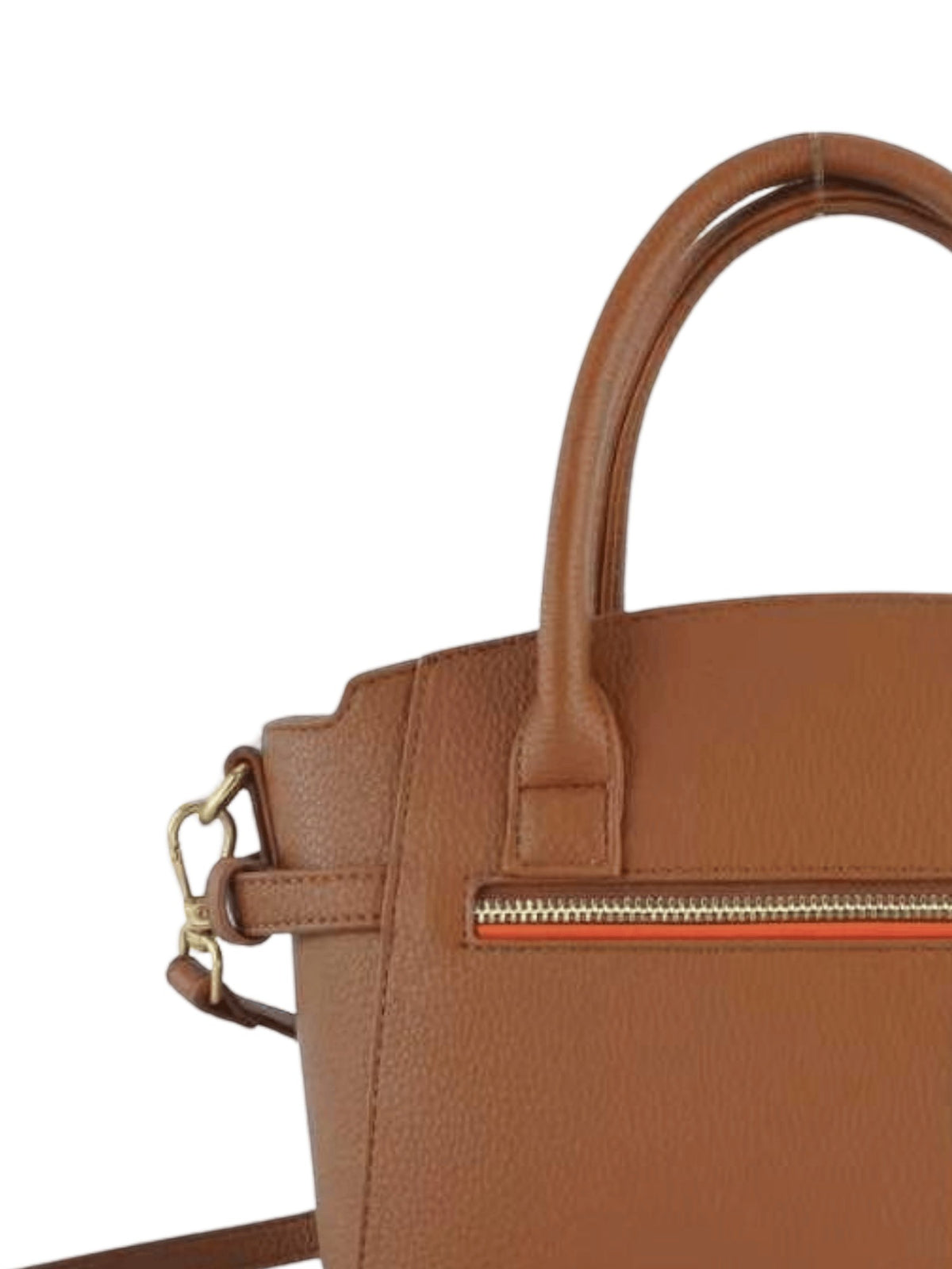 Montemaré Mayfair Mini Crossbody bag in tan pebbled leather with gold hardware and orange zipper detail