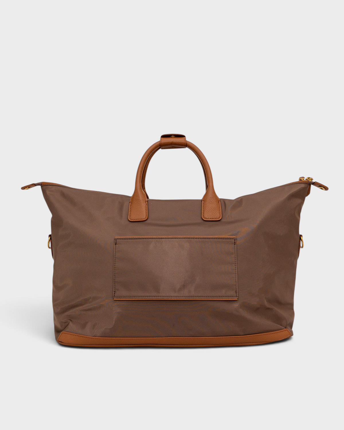 Montemaré Oslo brown waterproof nylon weekender bag with genuine leather trim and top handles