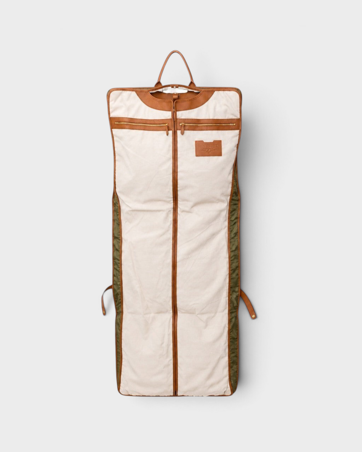 Montemaré Oslo tri-fold garment bag in waterproof nylon with genuine leather trim and a spacious cotton interior